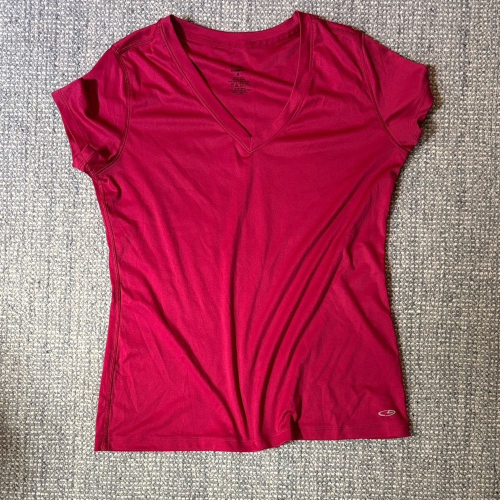 Champion Women's V-Neck Tee in Deep Red